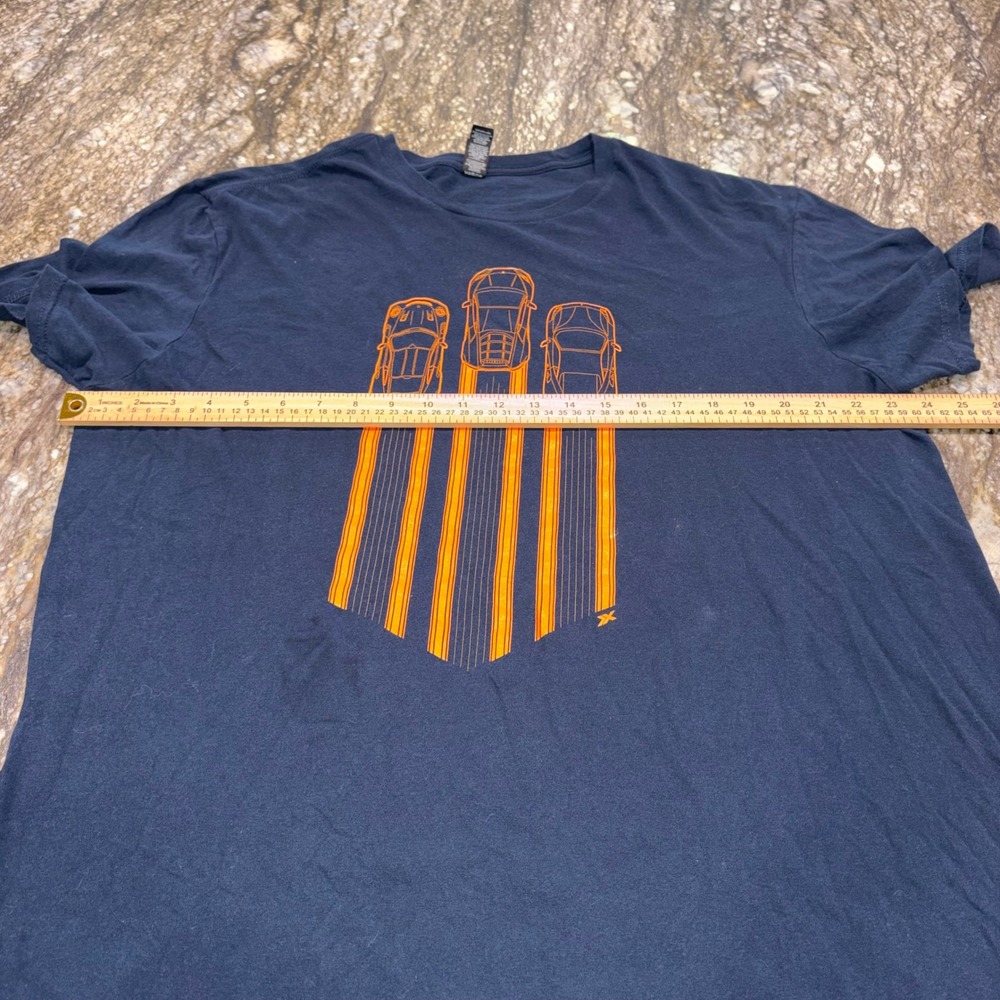 Graphic Sports Car Racing Stripe T-Shirt Mens 2XL Navy Blue District - Picture 2 of 7